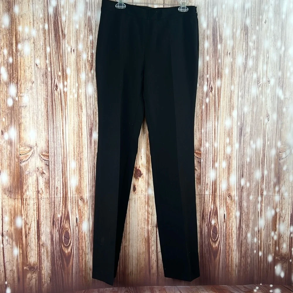 Nwt Akris Mona Black Wool Side Zip Flat Front Pants Trousers 8 - Picture 1 of 5